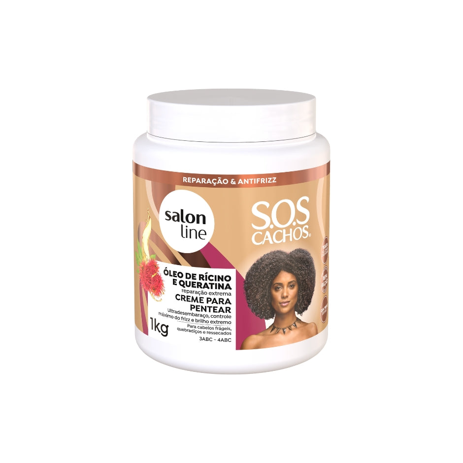 SOS Cachos - Huile de ricin et kératine Crème de coiffage