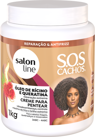 SOS Cachos - Huile de ricin et kératine Crème de coiffage