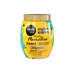 Crème de traitement 3-en-1 Cachos dos sonhos  Multy Maravilhas Banane et Huile de ricin.