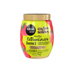 Crème coiffante Cachos do sonhos Multy extraordinaria 3 en 1 à l'extrait de fraise et de macadamia