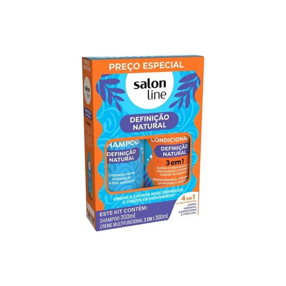Kit Définition Naturelle – Salon Line
Shampooing 300 ml + Crème Multifonction 3 en 1 300 ml