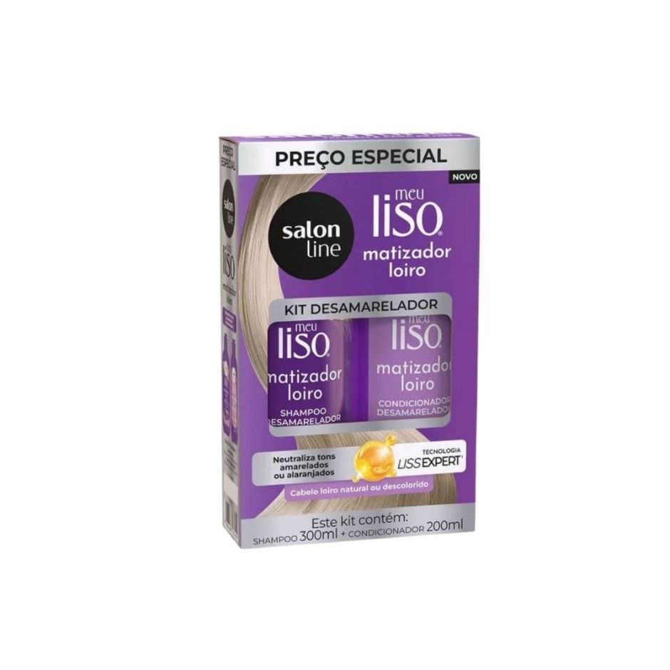 Kit Shampooing 300 ml + Après-shampooing 200 ml Meu Liso Matifiant Blond