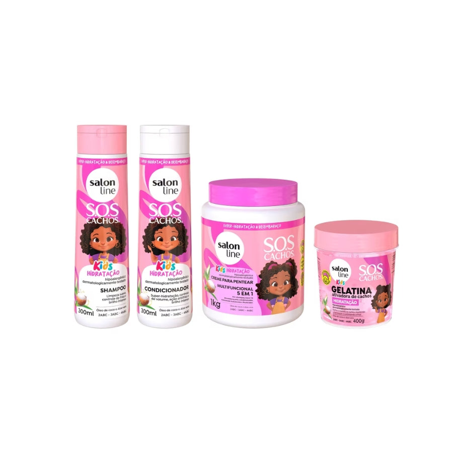 Kit SOS Curls Kids - Hydratation avec gélatine et crème multifonctionnelle 5 en 1